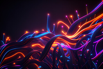 abstract neon background. 3d lines. Generative AI