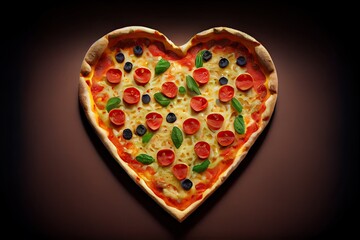 Wall Mural - Heart shaped pizza. Generative AI