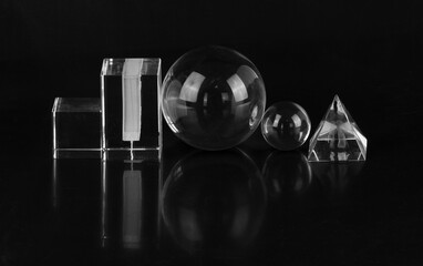 Poster - glass geometric shapes isolated on black background