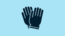 Blue Garden Gloves Icon Isolated On Blue Background. Rubber Gauntlets Sign. Farming Hand Protection, Gloves Safety. 4K Video Motion Graphic Animation