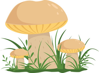 Poster - Forest nature element. Growing boletus cartoon mushroom