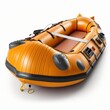 Inflatable raft rescue dinghy lifeboat isolated on a white background, generative ai