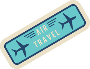 Air travel sticker. Retro plane flight label