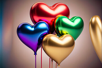 Wall Mural - Colorful Heart Shape Balloons