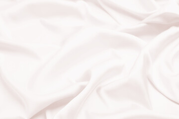 Delicate white silk fabric as background, closeup