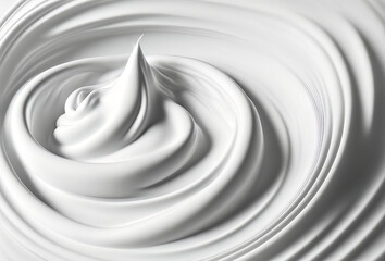 Wall Mural - close up of  a white whipped cream swirl on white background studio