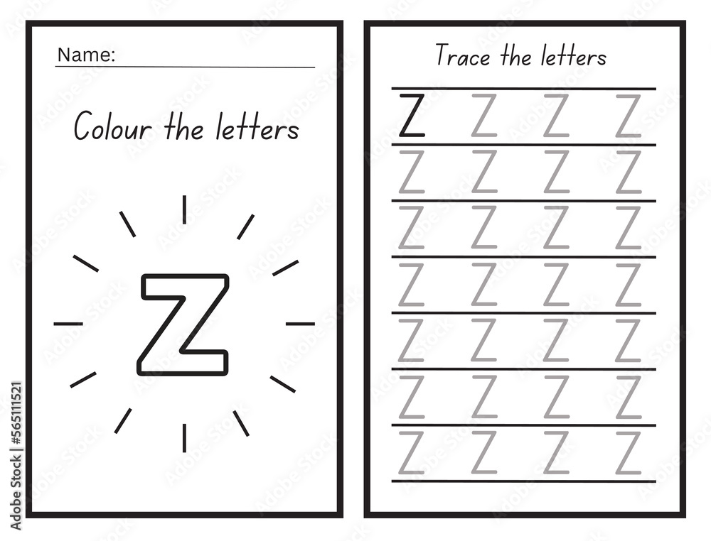 letter Z coloring and tracing practice Worksheet for learning the ...