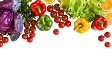Fresh colorful organic vegetables on a isolated png background farming and healthy food concept copy space top view