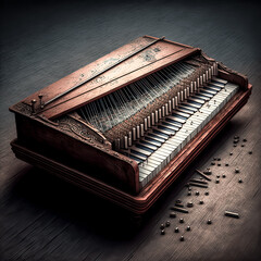 Wall Mural - a piano on a wood surface - generative ai
