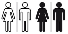 Ofvs311 OutlineFilledVectorSign Ofvs - Toilet Vector Icon . Wc - Woman Man Sign . Restroom . Isolated Transparent . Black Outline And Filled Version . AI 10 / EPS 10 / PNG . G11651