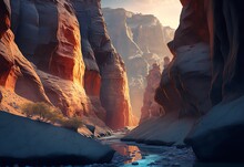 Beautiful Canyon. Landscape. Canyon Cliffs. Generative AI.