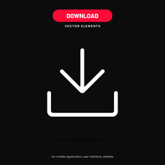 Poster - 3D download icon button. Upload icon. Download symbol, sign. Down arrow bottom side symbol. Save cloud icon push button for ui ux website mobile app