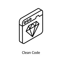 Clean Code Vector Isometric Outline icon for your digital or print projects.