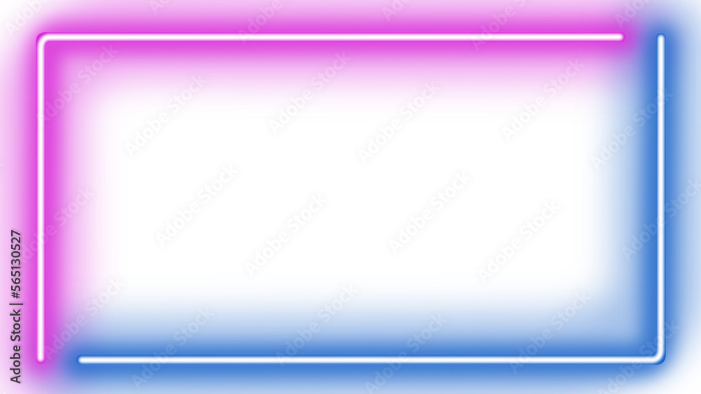 Two tone neon color rectangular picture frame on transparent background ...
