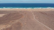 Drone Flying On Roque Del Moro Of Fuerteventura Island 