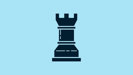 Sticker - Blue Business strategy icon isolated on blue background. Chess symbol. Game, management, finance. 4K Video motion graphic animation