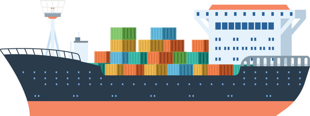 Wall Mural - Freight ship with color industrial cargo containers icon