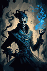 Wall Mural - ghost harlequin phantom reveries, character, fantasy art illustration 