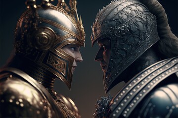 Wall Mural - Knight versus Knight. Head to Head Before Battle.