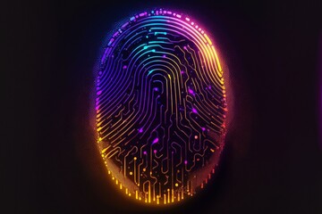 digital fingerprint scanning verification process. future security technology against digital cyber 