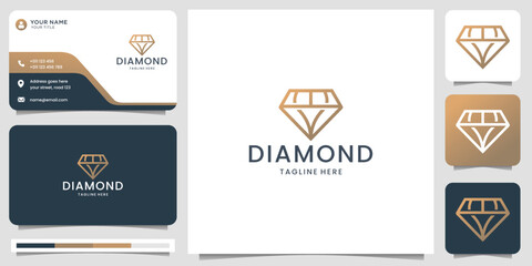 Wall Mural - minimalist luxury diamond gem contour symbol with business card design.