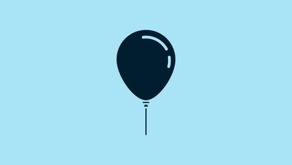 Sticker - Blue Balloon with ribbon icon isolated on blue background. 4K Video motion graphic animation