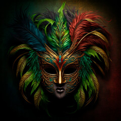 mardi gras multi colored carnival mask GENERATIVE AI, GENERATIVE, AI,