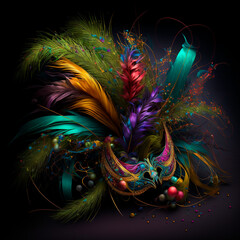 mardi gras feathers multi-colored GENERATIVE AI, GENERATIVE, AI,