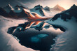 Frozen Lake in Winter Wonderland, generative ai