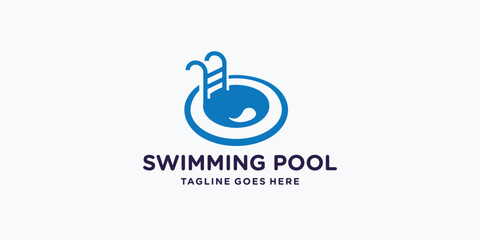 Wall Mural - Swimming Pool Logo Design Vector. creative circular shape concept pool symbol.