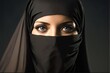 Muslim Woman in black veil or hijab, Generative AI