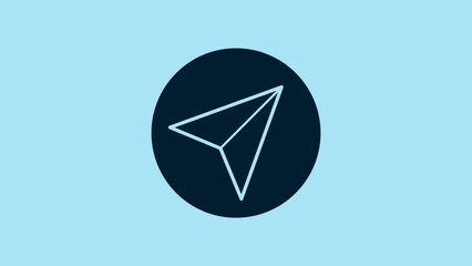 Canvas Print - Blue Paper airplane icon isolated on blue background. 4K Video motion graphic animation