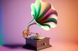 Picture of a phonograph on a colored backdrop Generative AI
