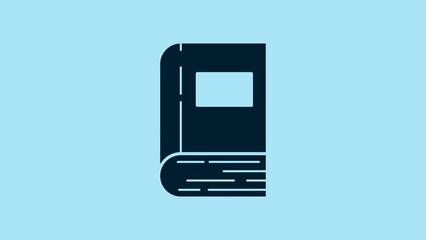 Sticker - Blue Book icon isolated on blue background. 4K Video motion graphic animation