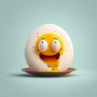 Cute fried egg as cartoon character