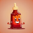 Cute BBQ sauce bottle as cartoon character