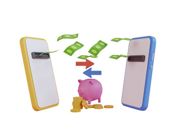 Poster - Money payment transfer system online 3D Illustration