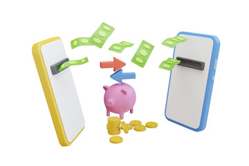 Poster - Money payment transfer system online 3D Illustration