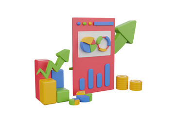 Poster - statistics finance 3D Illustration
