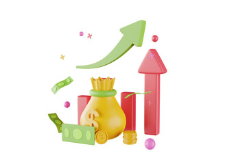 Aufkleber - investment statistic growth 3d illustration