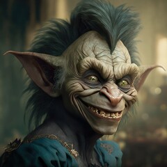 A Grumpy Amused Troll, AI Generated Image of a Troll Character