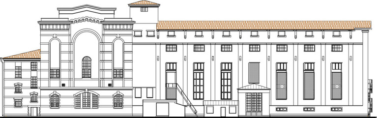 Wall Mural - Sketch vector illustration of a classic old government building