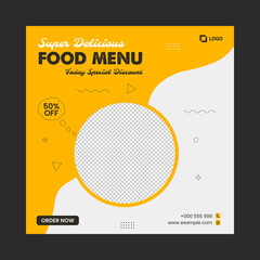 Restaurant Food Promotion template. Social Media Post. social media post template for food menu promotion banner frame.