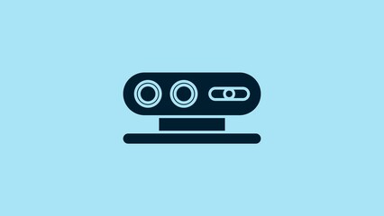 Poster - Blue 3d scanning system icon isolated on blue background. 4K Video motion graphic animation