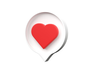 Poster - 3D social media notification love like heart icon isolated on transparent background PNG file format.