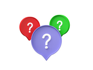 Fototapete - 3D question mark in speech bubble icon isolated on transparent background PNG file format.