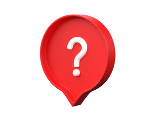 Fototapete - 3D question mark in speech bubble icon isolated on transparent background PNG file format.
