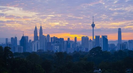 Wall Mural - Timelapse of Kuala Lumpur city during sunrise. 