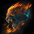 epic lion with fire logo created using AI Generative Technology