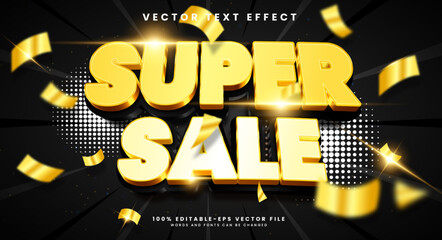 Wall Mural - Luxury super sale 3d editable vector text style effect, suitable for promotion product name